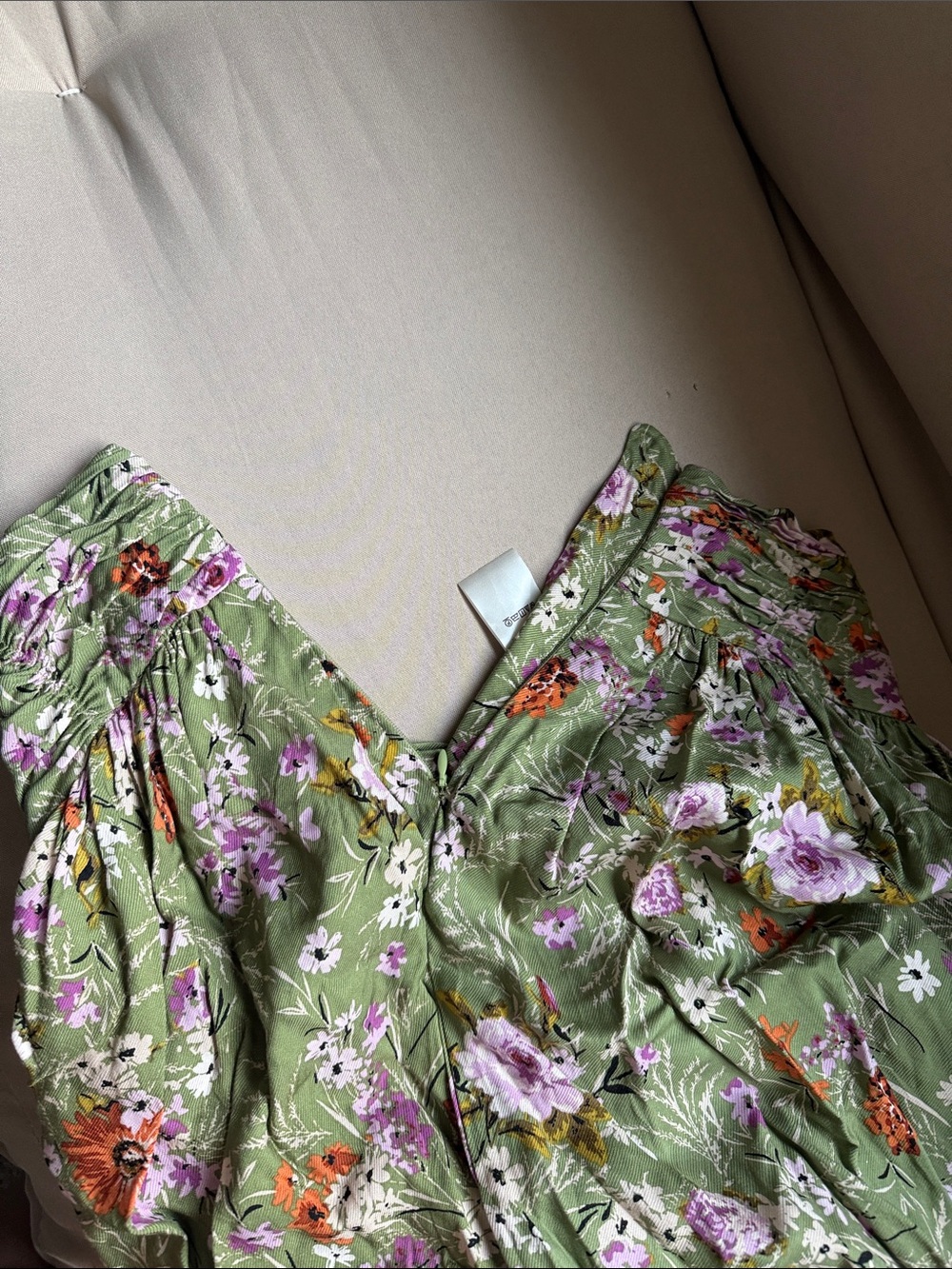 Anthropologie Olive Green Floral Wide-Leg Pants - Picture 6 of 8